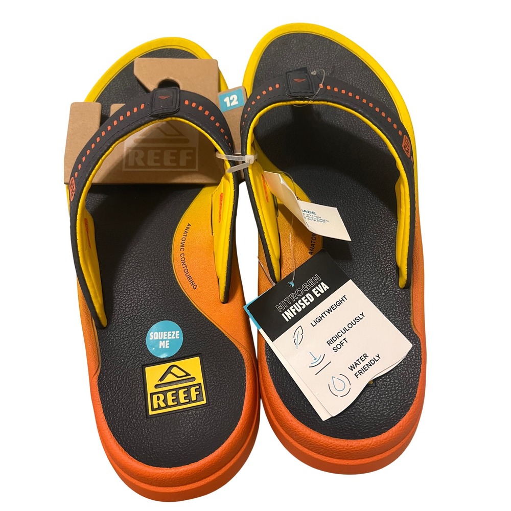 Reef Flip Flops Mens 12 Yellow Orange New Nitrogen Infused EVA Water‎ Friendly
